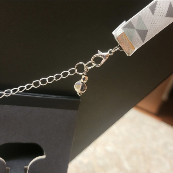 Silver, Gray, and White Choker Necklace with a Love Heart Charm - Picture 5 of 8
